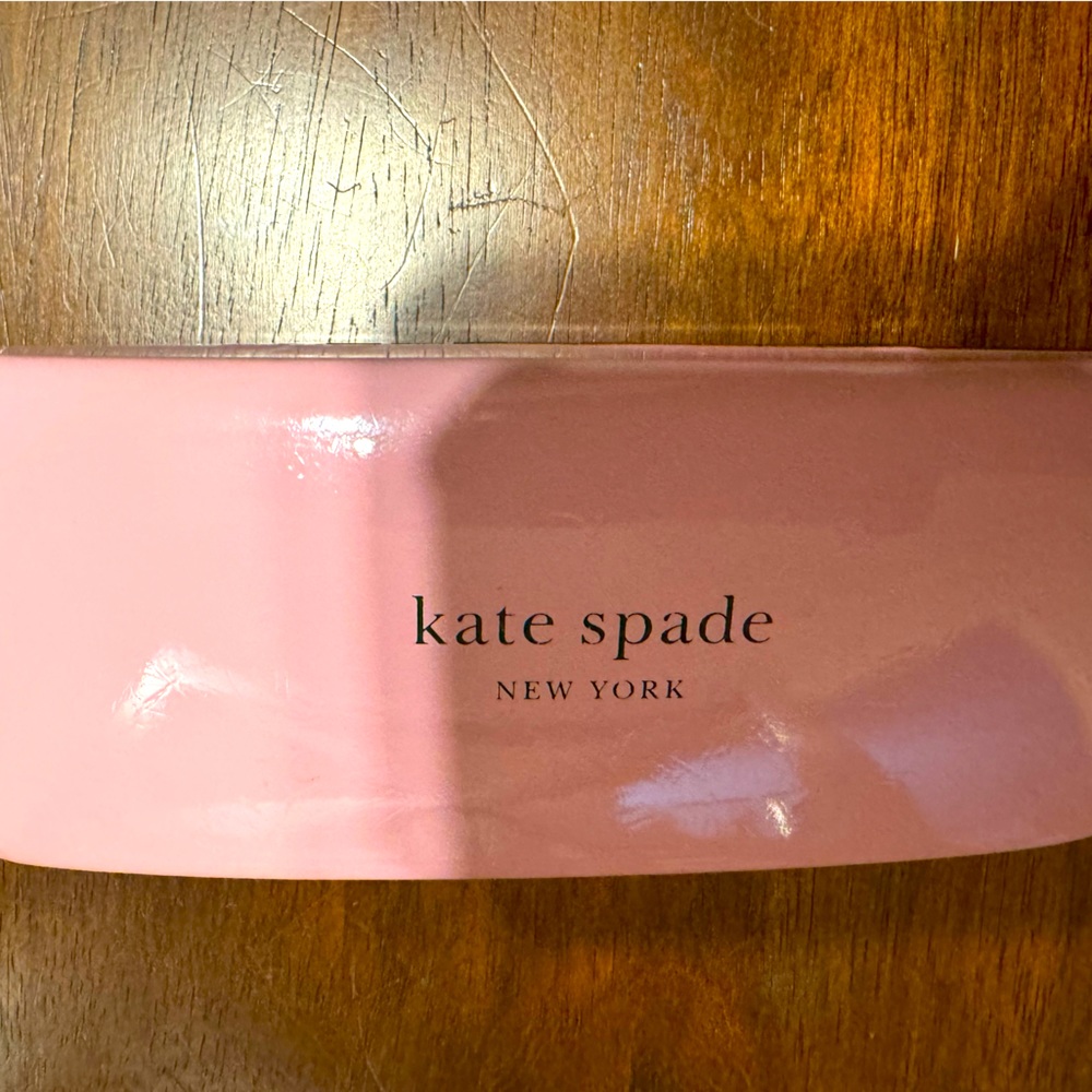 Kate Spade New York pink green hard eye,sunglasses clam shell lined case holder.